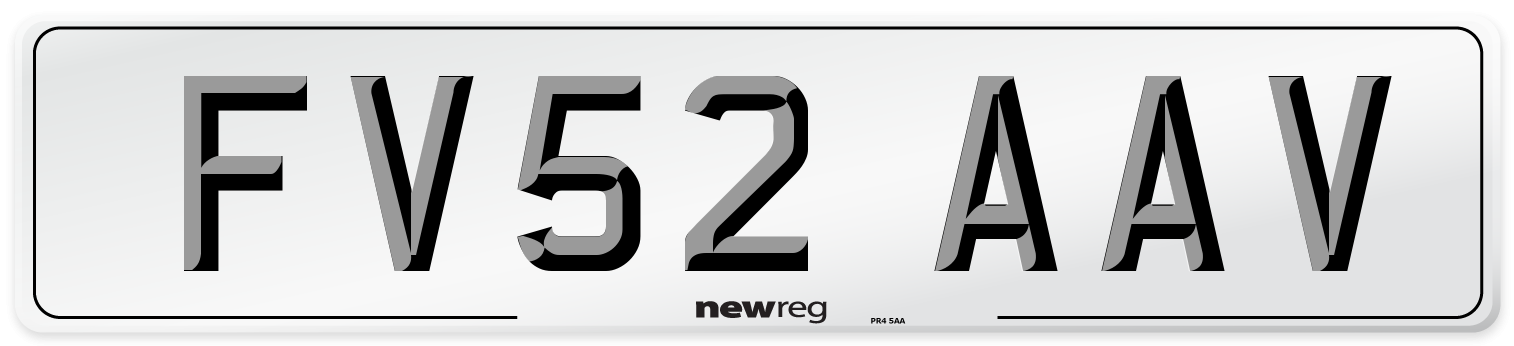 FV52 AAV Number Plate from New Reg